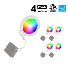 Load image into Gallery viewer, 6" Smart WiFi RGB+White LED Recessed Light Fixture (4-Pack) - BAZZ Smart Home.ca