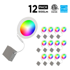 6" Smart WiFi RGB+White LED Recessed Light Fixture (12-Pack) - BAZZ Smart Home.ca