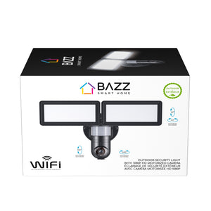 WiFi Waterproof Outdoor Security Light with HD 1080p Camera, Black - BAZZ Smart Home.ca